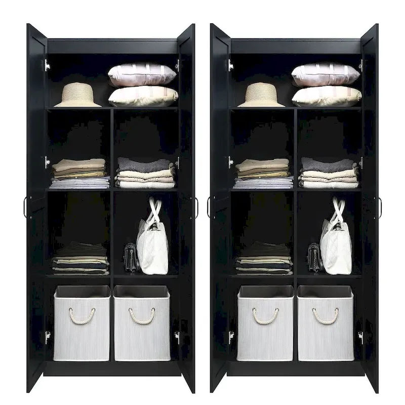 Manhattan Comfort Hopkins Modern 7 Shelf Freestanding Storage Closet Set of 2