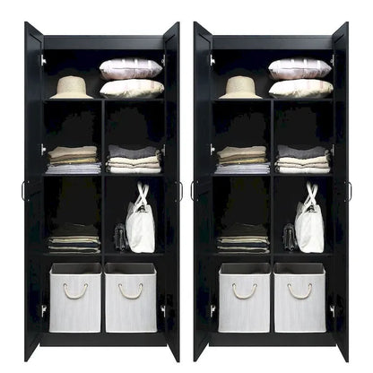 Manhattan Comfort Hopkins Modern 7 Shelf Freestanding Storage Closet Set of 2