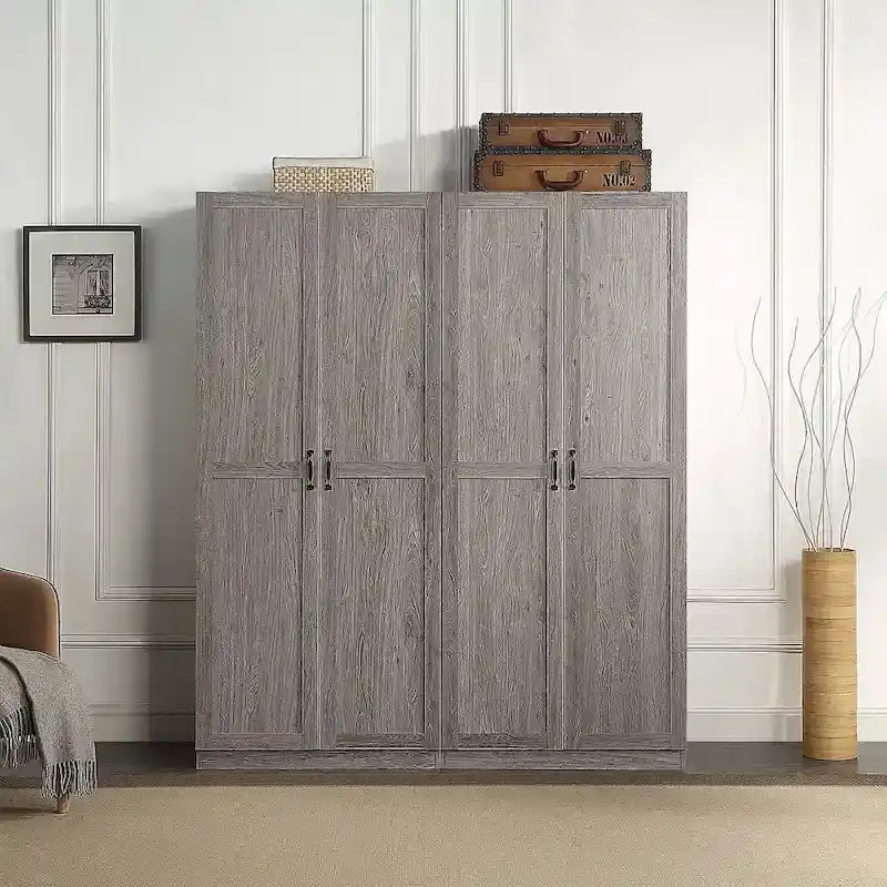 Manhattan Comfort Hopkins Modern 7 Shelf Freestanding Storage Closet Set of 2