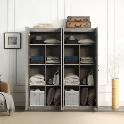 Manhattan Comfort Hopkins Modern 7 Shelf Freestanding Storage Closet Set of 2