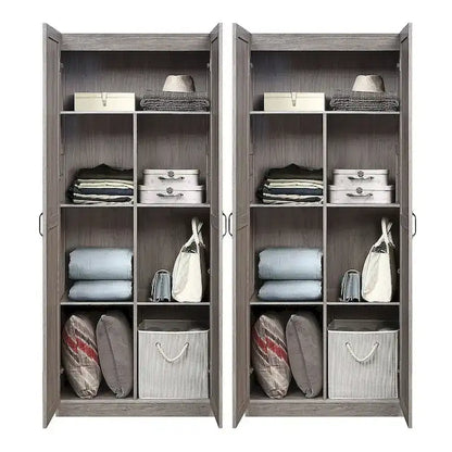Manhattan Comfort Hopkins Modern 7 Shelf Freestanding Storage Closet Set of 2