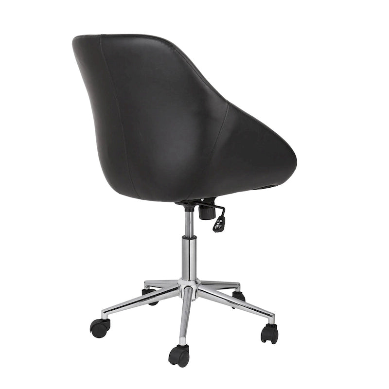 Porthos Home Hayes Swivel Office Chair, Chrome Base, PU Leather