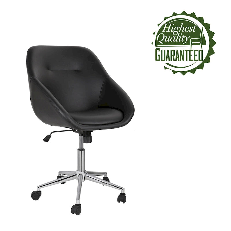 Porthos Home Hayes Swivel Office Chair, Chrome Base, PU Leather
