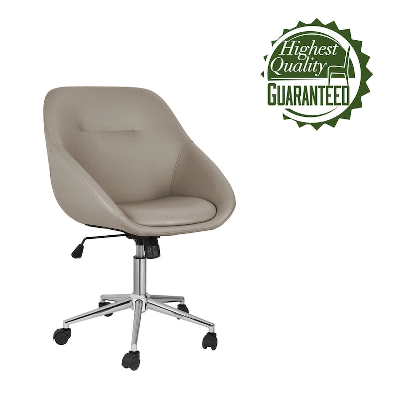 Porthos Home Hayes Swivel Office Chair, Chrome Base, PU Leather