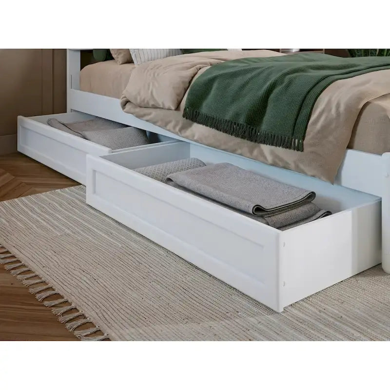 Queen-King-Twin XL Mid-Century Modern Under Bed Storage Drawers