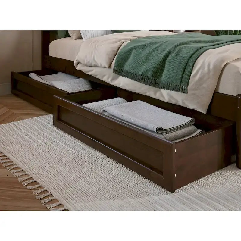 Queen-King-Twin XL Mid-Century Modern Under Bed Storage Drawers