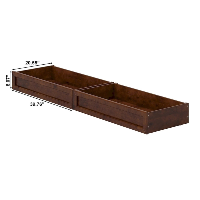 Queen-King-Twin XL Mid-Century Modern Under Bed Storage Drawers