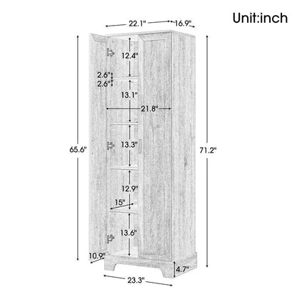 Storage Cabinet with Two Doors for Bathroom, Office, Adjustable Shelf, MDF Board