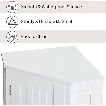 Bathroom Storage Cabinet with Adjustable Shelves,Free Standing Corner Cabinet with Single Door,Freestanding Floor Cabinet