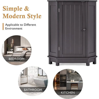Bathroom Storage Cabinet with Adjustable Shelves,Free Standing Corner Cabinet with Single Door,Freestanding Floor Cabinet