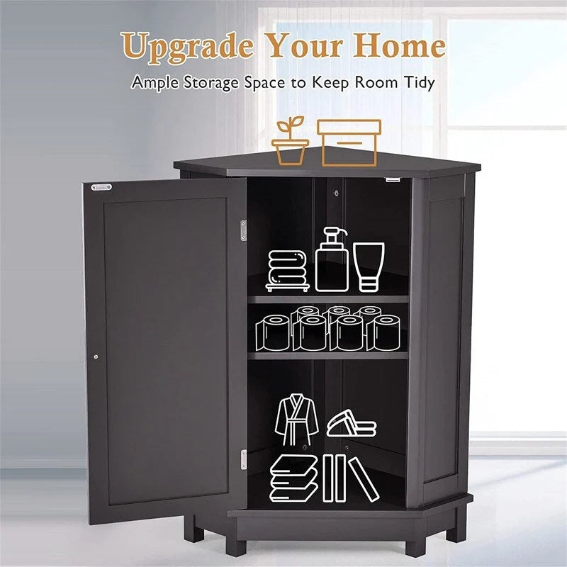 Bathroom Storage Cabinet with Adjustable Shelves,Free Standing Corner Cabinet with Single Door,Freestanding Floor Cabinet