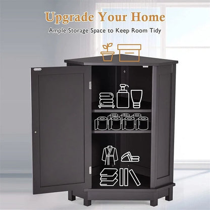 Bathroom Storage Cabinet with Adjustable Shelves,Free Standing Corner Cabinet with Single Door,Freestanding Floor Cabinet