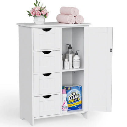Homall Wooden Bathroom Cabinet, Freestanding Storage Cabinet with 4 Drawers and 1 Cupboard