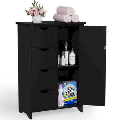 Homall Wooden Bathroom Cabinet, Freestanding Storage Cabinet with 4 Drawers and 1 Cupboard