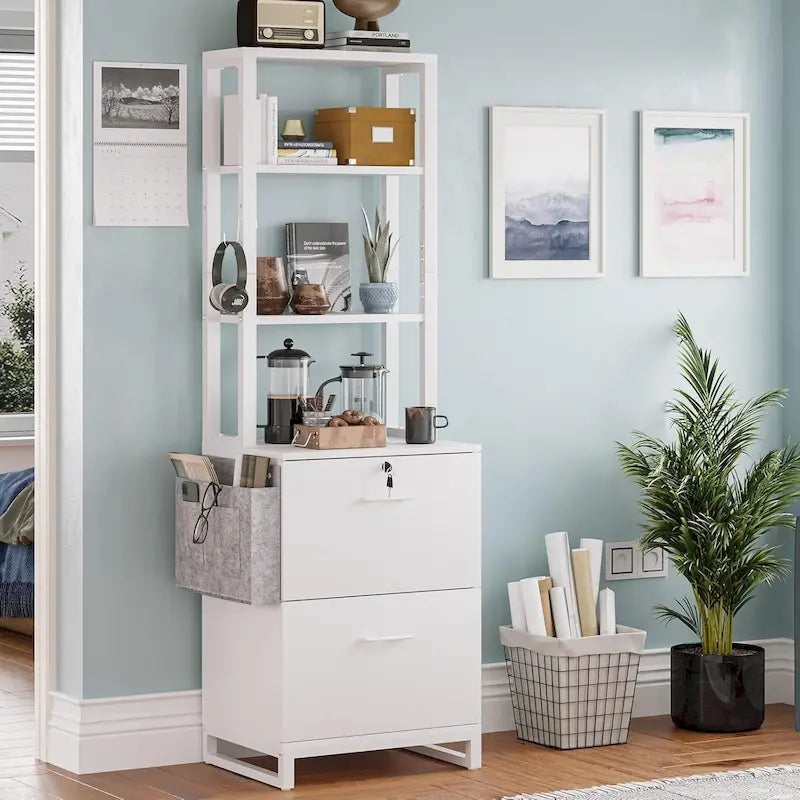 File Cabinet 2 Drawer Lock Filing Cabinet Printer Stand Bookshelves