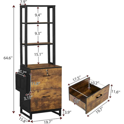 File Cabinet 2 Drawer Lock Filing Cabinet Printer Stand Bookshelves