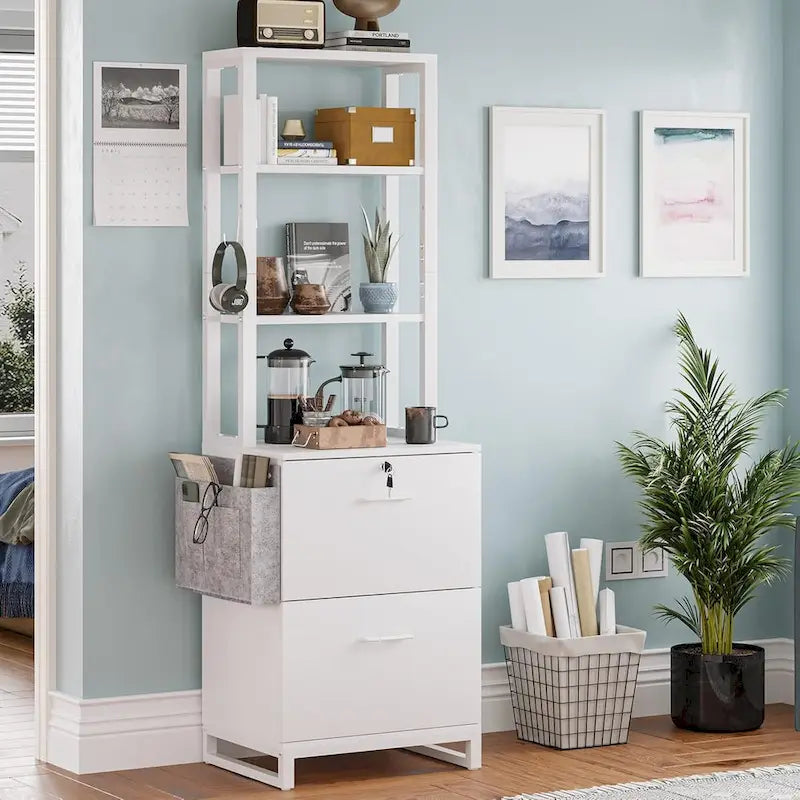 File Cabinet 2 Drawer Lock Filing Cabinet Printer Stand Bookshelves