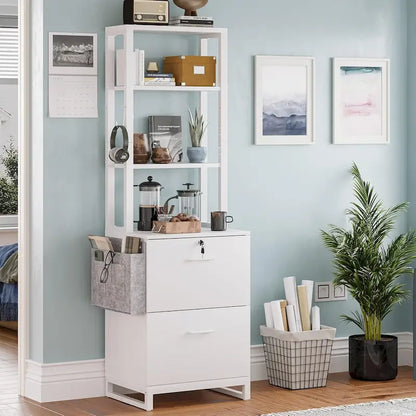 File Cabinet 2 Drawer Lock Filing Cabinet Printer Stand Bookshelves