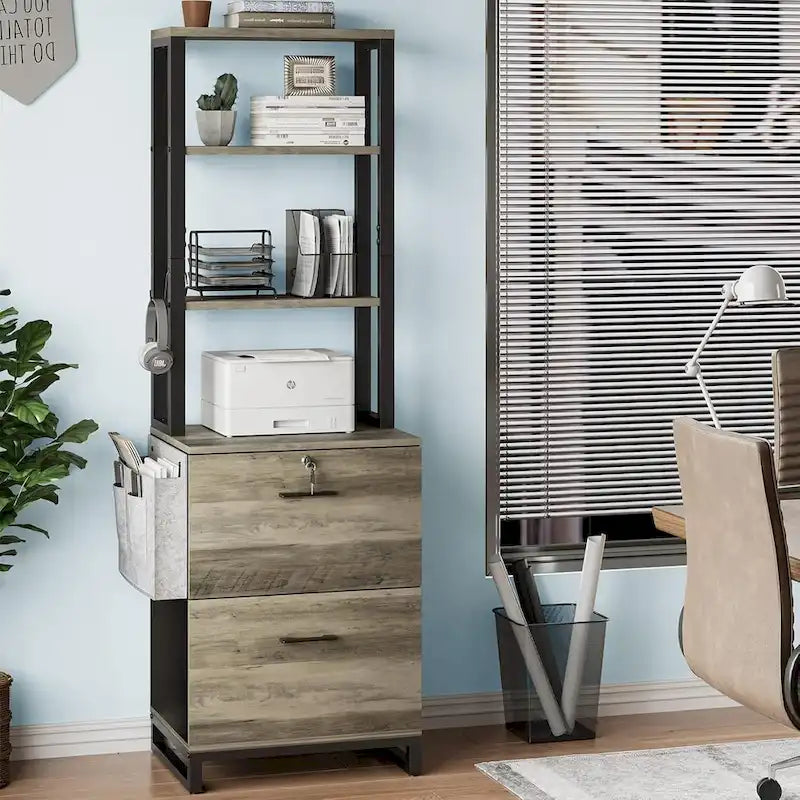 File Cabinet 2 Drawer Lock Filing Cabinet Printer Stand Bookshelves