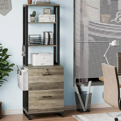 File Cabinet 2 Drawer Lock Filing Cabinet Printer Stand Bookshelves
