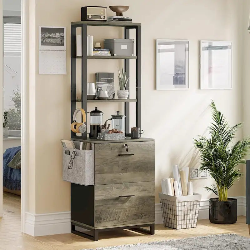 File Cabinet 2 Drawer Lock Filing Cabinet Printer Stand Bookshelves