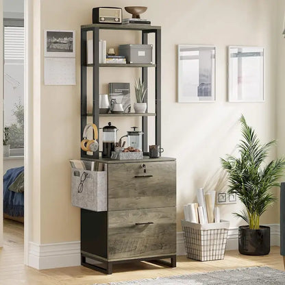 File Cabinet 2 Drawer Lock Filing Cabinet Printer Stand Bookshelves