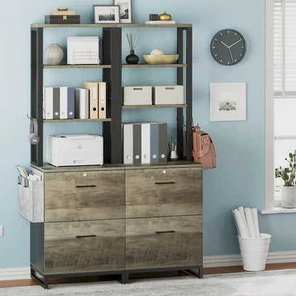 File Cabinet 2 Drawer Lock Filing Cabinet Printer Stand Bookshelves