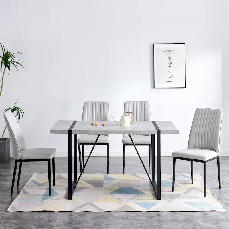 5-piece Dining Table Chairs Set, Rectangular Dining Room Table Set