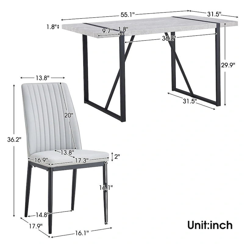 5-piece Dining Table Chairs Set, Rectangular Dining Room Table Set