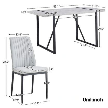 5-piece Dining Table Chairs Set, Rectangular Dining Room Table Set