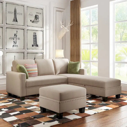 [New] [VIDEO provided] 81.1*76.3*35 Reversible Sectional Couch with Storage Ottoman L-Shaped Sofa,Sectional Sofa with Chaise,Na
