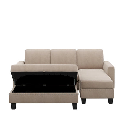 [New] [VIDEO provided] 81.1*76.3*35 Reversible Sectional Couch with Storage Ottoman L-Shaped Sofa,Sectional Sofa with Chaise,Na
