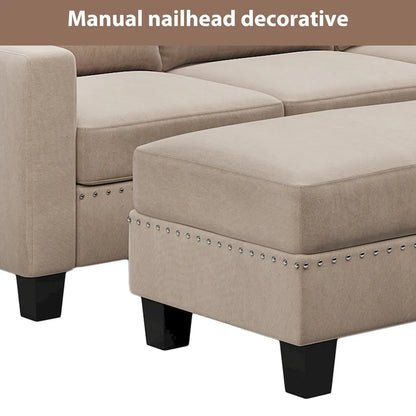 [New] [VIDEO provided] 81.1*76.3*35 Reversible Sectional Couch with Storage Ottoman L-Shaped Sofa,Sectional Sofa with Chaise,Na