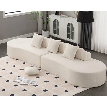 [NEW ARRIVED] [VIDEO PROVIDED] Modern curved combination sofa, terrycloth fabric sofa, minimalist sofa in living room, apartment