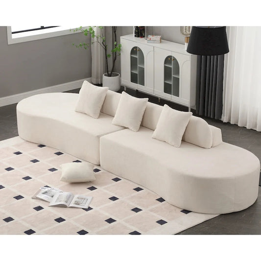 [NEW ARRIVED] [VIDEO PROVIDED] Modern curved combination sofa, terrycloth fabric sofa, minimalist sofa in living room, apartment