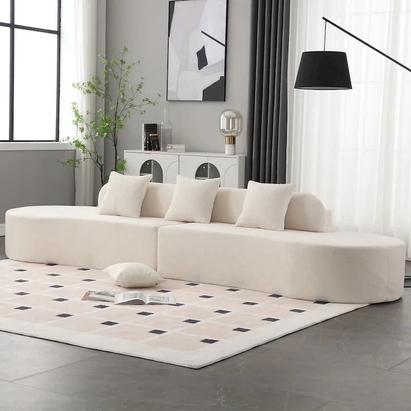 [NEW ARRIVED] [VIDEO PROVIDED] Modern curved combination sofa, terrycloth fabric sofa, minimalist sofa in living room, apartment