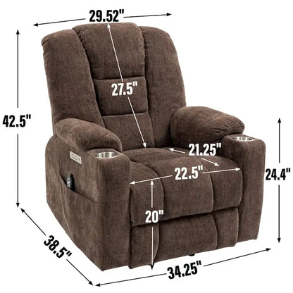 EMON'S Large Power Lift Recliner Chair with Massage and Heat for Elderly, Overstuffed Wide Recliners, Heavy Duty Motion Mechanis