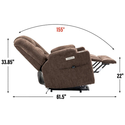 EMON'S Large Power Lift Recliner Chair with Massage and Heat for Elderly, Overstuffed Wide Recliners, Heavy Duty Motion Mechanis