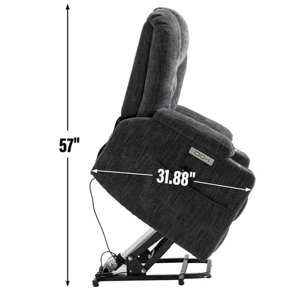 EMON'S Large Power Lift Recliner Chair with Massage and Heat for Elderly, Overstuffed Wide Recliners, Heavy Duty Motion Mechanis