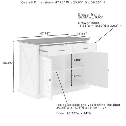 Crosley Clifton Kitchen Island W/Camille Stools - 50d x 47.75w x 36.25h