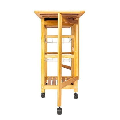 Portable Rolling Drop Leaf Kitchen Storage Trolley Cart