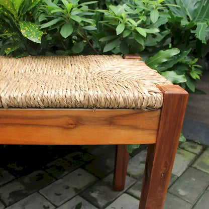 M4H Nessie Solid Wood Natural Seagrass Indoor Bench