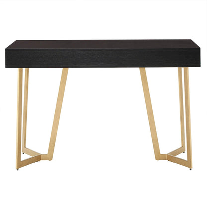 Cheyenne Black Finish Writing Desk with Gold Metal Base by iNSPIRE Q Modern