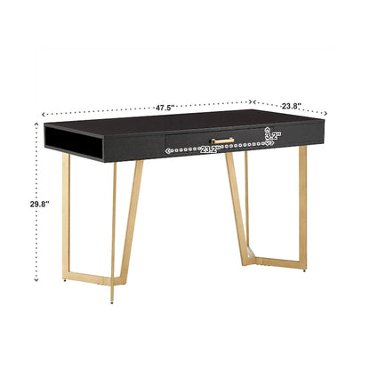 Cheyenne Black Finish Writing Desk with Gold Metal Base by iNSPIRE Q Modern