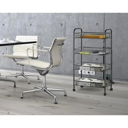 4 Tier Organizer Metal Rolling Storage Shelving Rack Kitchen Wire Shelf