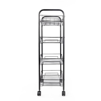 4 Tier Organizer Metal Rolling Storage Shelving Rack Kitchen Wire Shelf