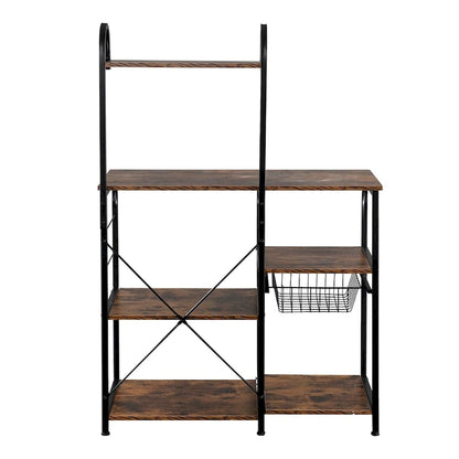Kitchen Baker's Rack 35.5 Microwave Stand 4-Tier Spice Rack Organizer Workstation with 10 Hooks