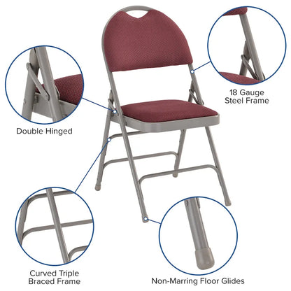 2 Pack Extra Large Ultra-Premium Triple Braced Folding Chair