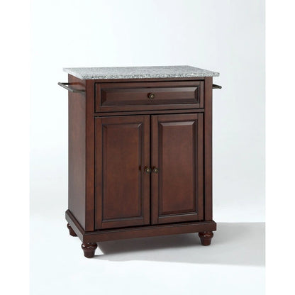Crosley Cambridge Solid Granite Top Portable Kitchen Island in Vintage Mahogany Finish - 31 W x 18 D x 35 H