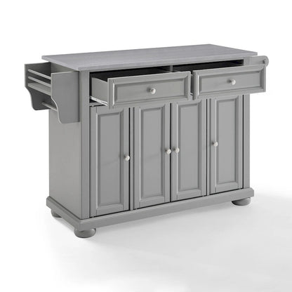 Crosley Alexandria Stainless Steel Top Kitchen Island In Vintage Grey - 51.5 W x 18 D x 36 H